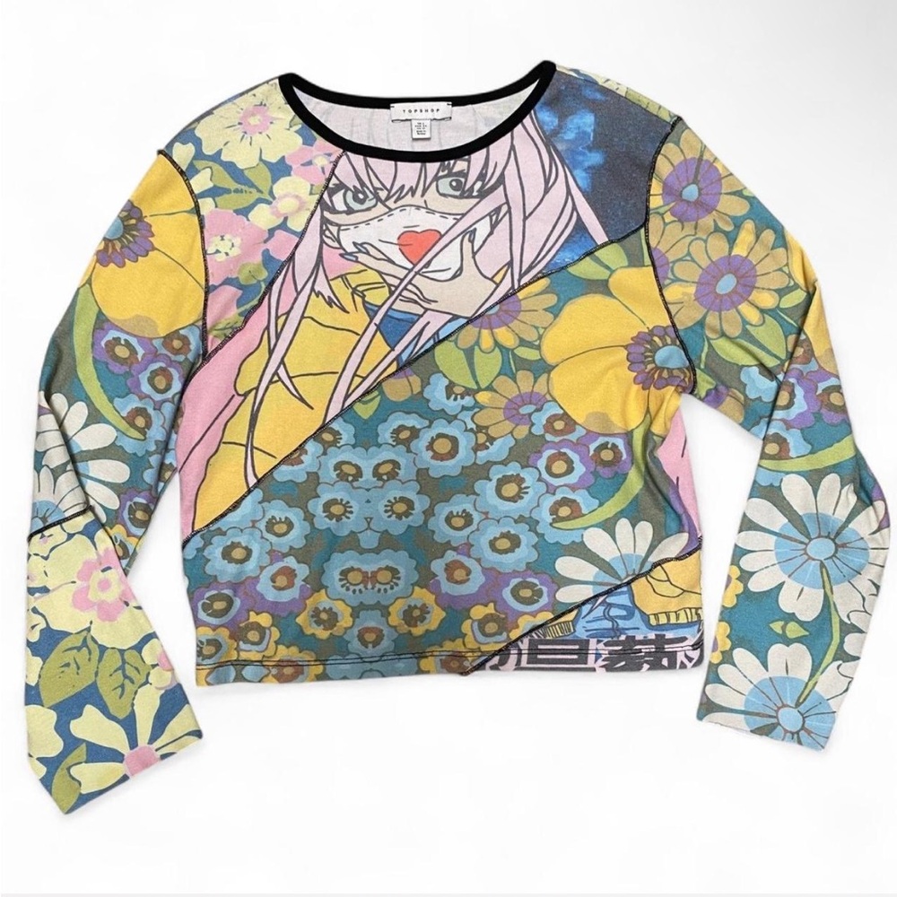 TopShop Colorful Graphic Anime Long-Sleeve Tee